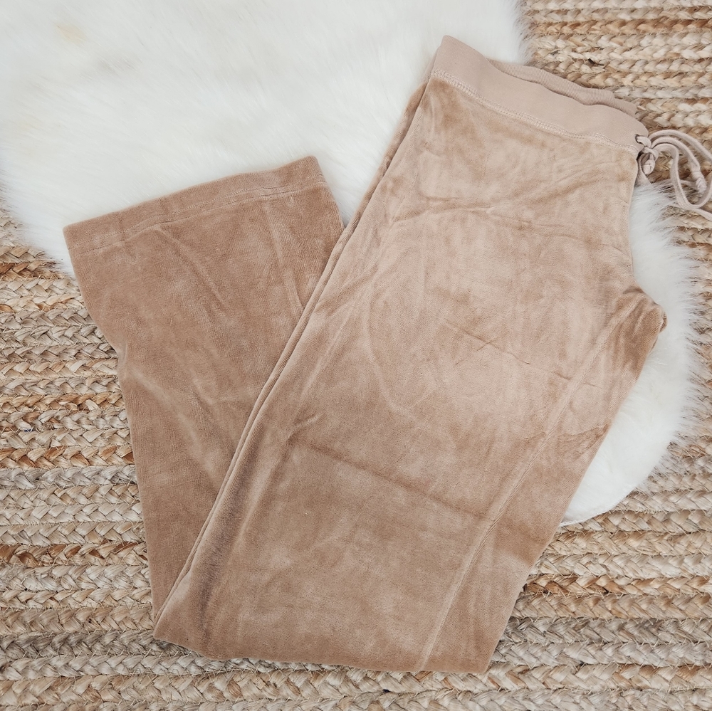 Juicy Couture Y2K Tan Velour Wide Leg Pants Medium